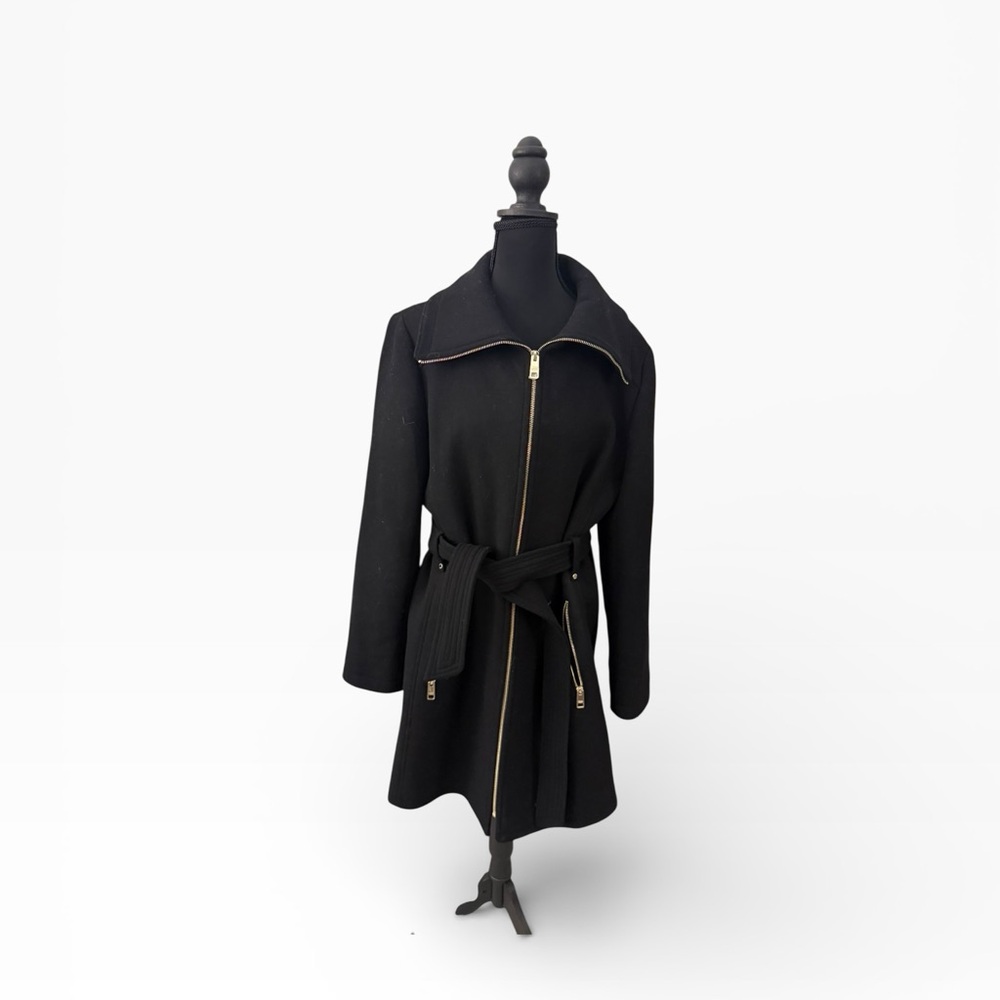 MICHAEL Michael Kors Black Pea Coat with Gold Accents Like New